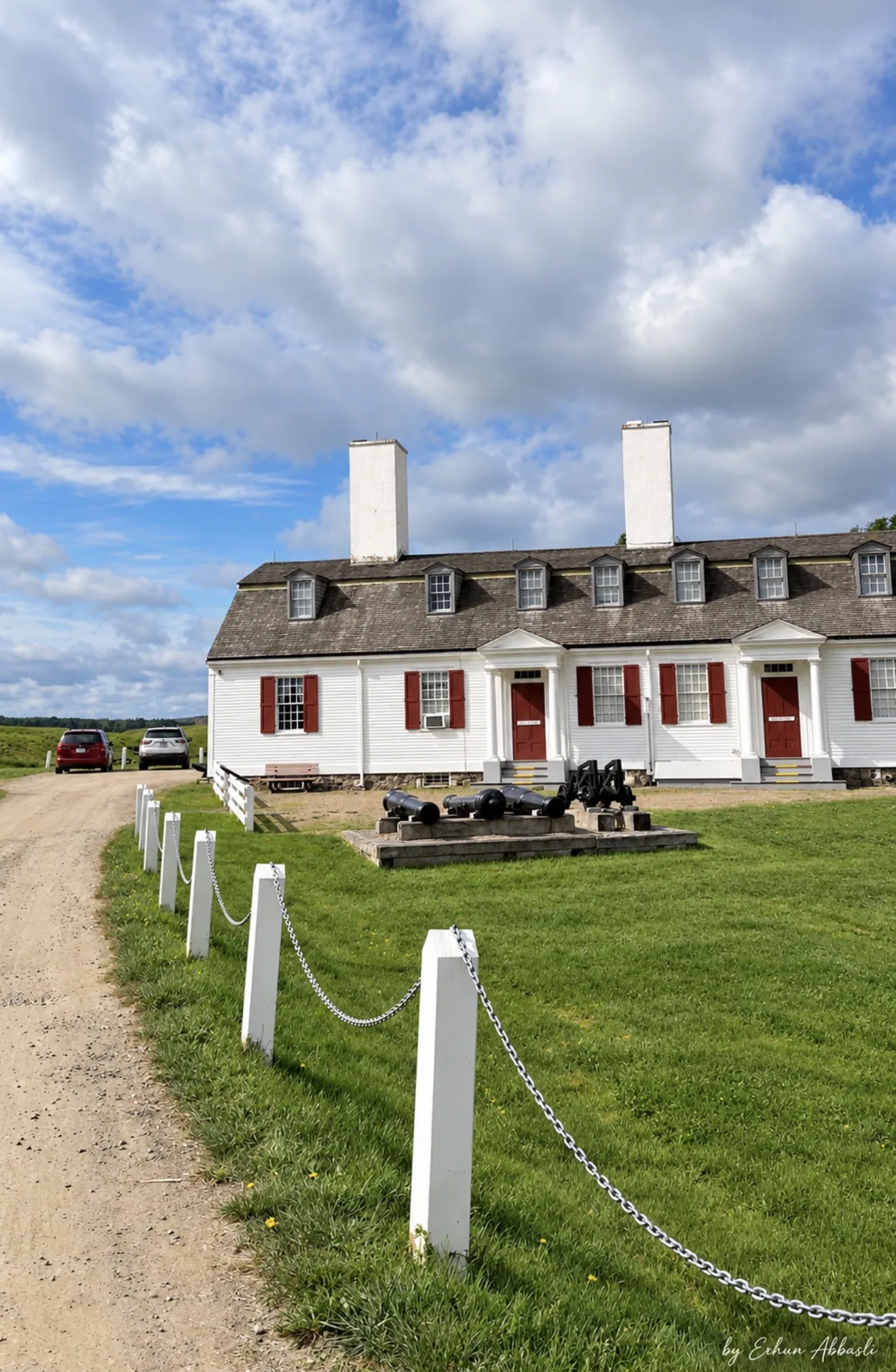Officers quarters and cannons at Fort Anne National Historic Site, Annapolis Royal, Nova Scotia