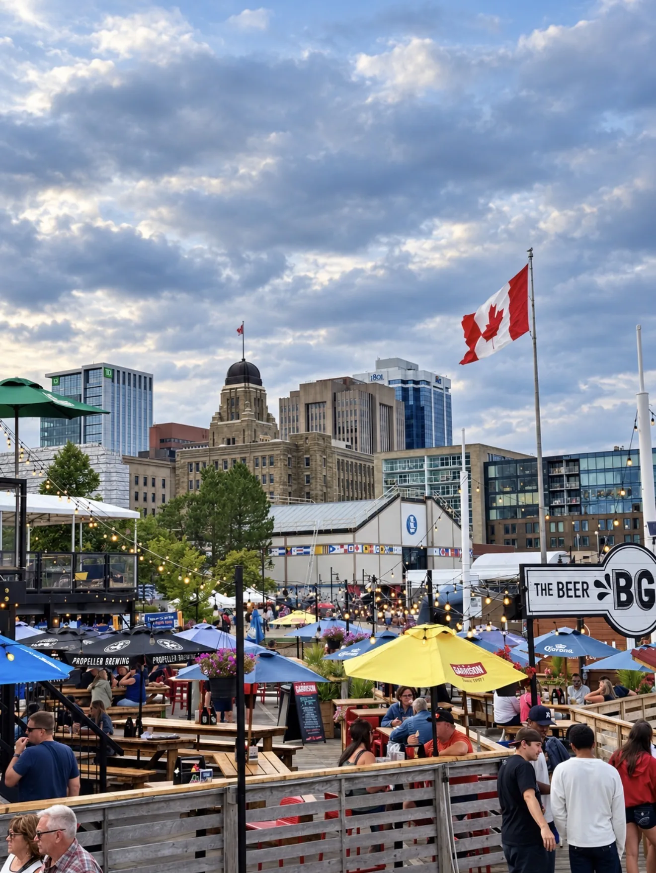Halifax waterfront boardwalk and downtown skyline in Nova Scotia